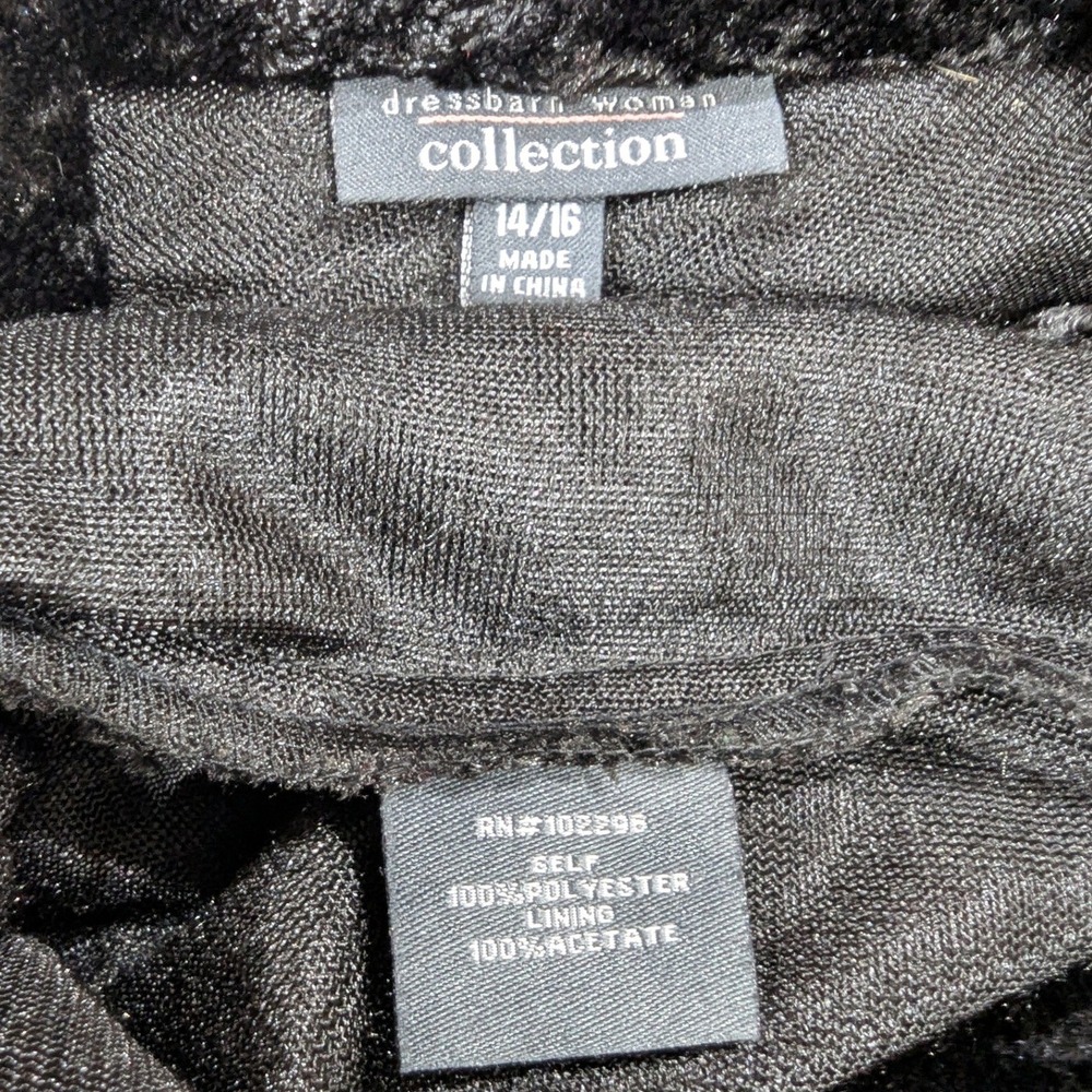 Dressbarn Woman Black Crushed Faux Fur Open Front Swing Coat Jacket Plus 14/16 - Picture 3 of 7